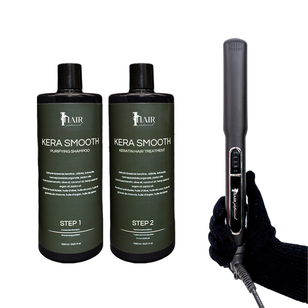Kera Smooth Keratinebehandeling Step 1 & 2 met Titanium Stijltang 1000ML